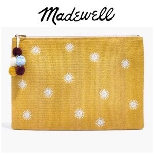 Madewell Sunny Clutch, yellow, zipper closure 12”x8.5”